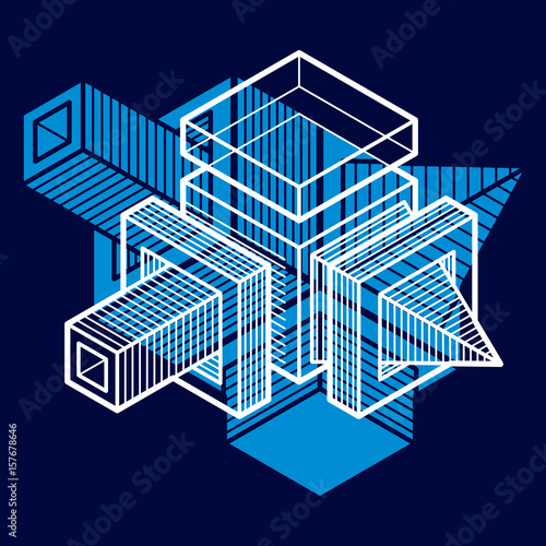 Abstract three-dimensional shape, vector design cube element.