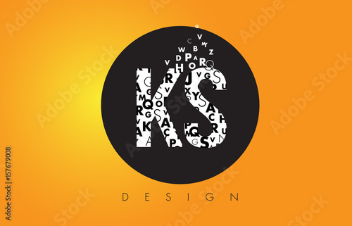 KS K S Logo Made of Small Letters with Black Circle and Yellow Background.