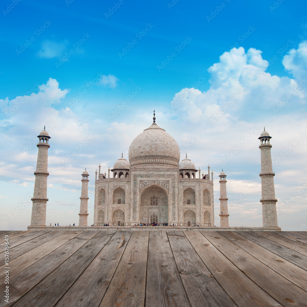 Taj Mahal Agra India with blue sky