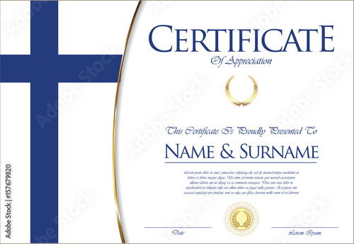 Certificate or diploma Finland flag design
