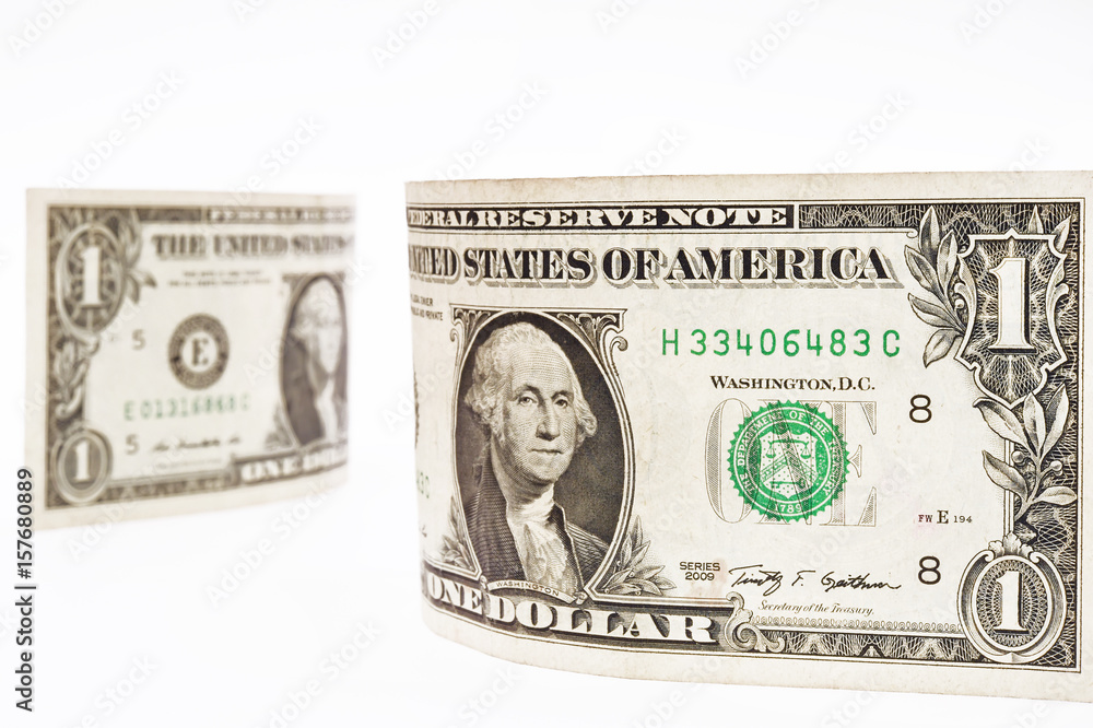 One dollars bill isolated on white background One dollars bill isolated on white background
