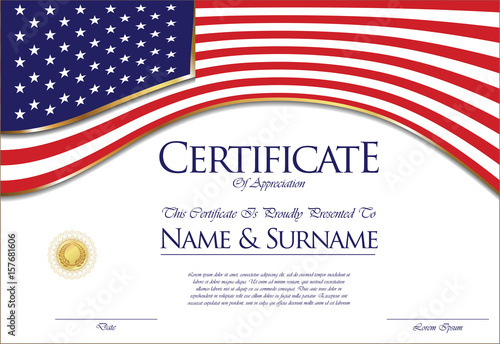 Certificate or diploma United States flag design
