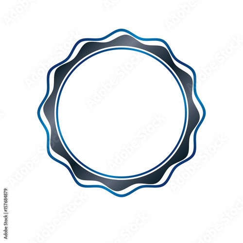 Luxury round frame with empty copy-space, classic heraldic blank circular shape created with undulate stripes and curves. Retro style label, decorative seal.