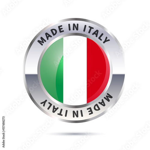 Free Download Metal badge icon, made in Italy with flag - GFXLoad