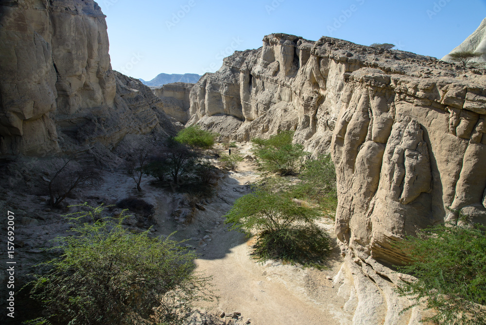 Tangeh Chahkooh valley in Qeshm, Iran - geologic erosion structure 