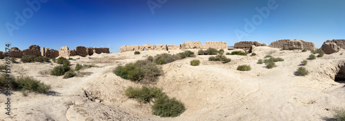ruins of fortress Ayaz Kala ("Ice fortress")- ancient Khorezm, in the Kyzylkum desert in Uzbekistan..