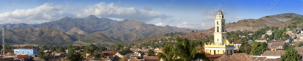 Panoramic aerial view on Trinidad with Lucha Contra Bandidos, Cuba.