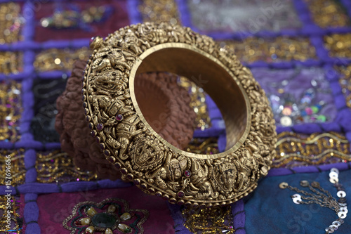 Heavy Gold Bangle made with Indian designs and motifs