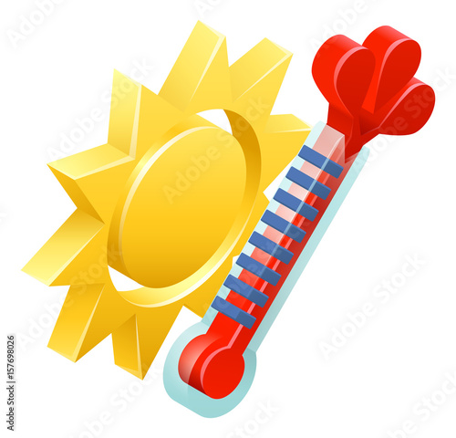 Sun and Thermometer Weather Icon Concept