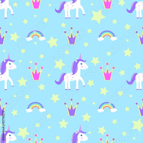 Children's seamless pattern unicorn vector