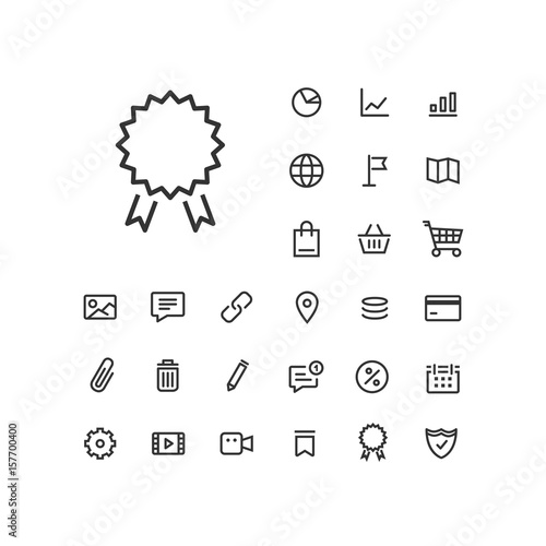 Badge icon in set on the white background. Universal linear icons to use in web and mobile app.