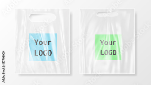 Blank Plastic Bag Mock Up. Empty Polyethylene Package