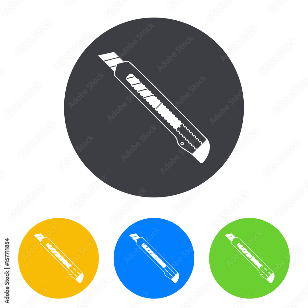 Icono plano cuter en circulo varios colores Icono plano cuter en circulo varios colores