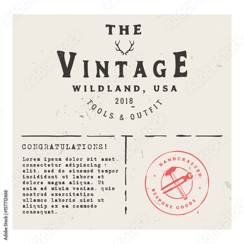 Retro invintation, greeting card with vintage logo template