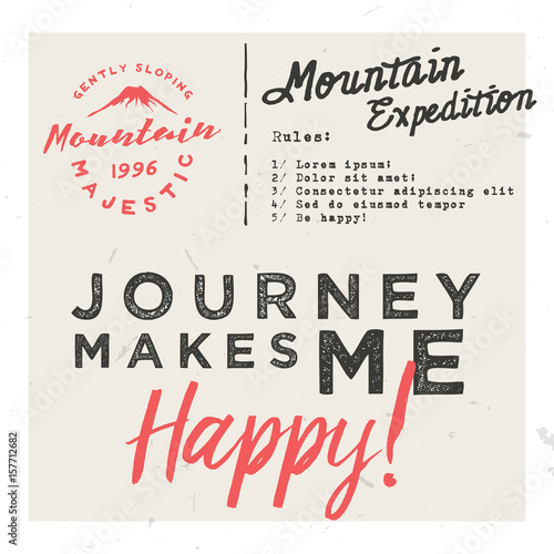 Journey makes me happy! Retro invitation card template