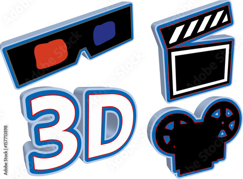 Vector de elementos de Cine 3D