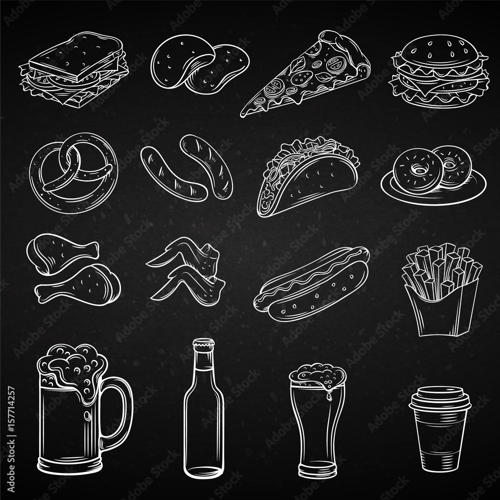 Hand drawn icons for Street Cafe Hand drawn icons for Street Cafe