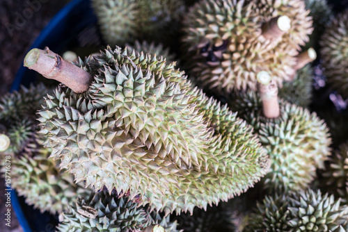 durian Thai fruit, Durian in local fruit market Thailand