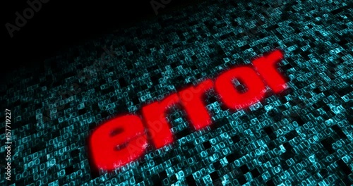 Glitch effect of word Error on blue hi-tech digital binary background