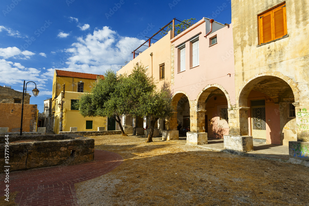 Houses in the old town of Chania in Crete, Greece. 
