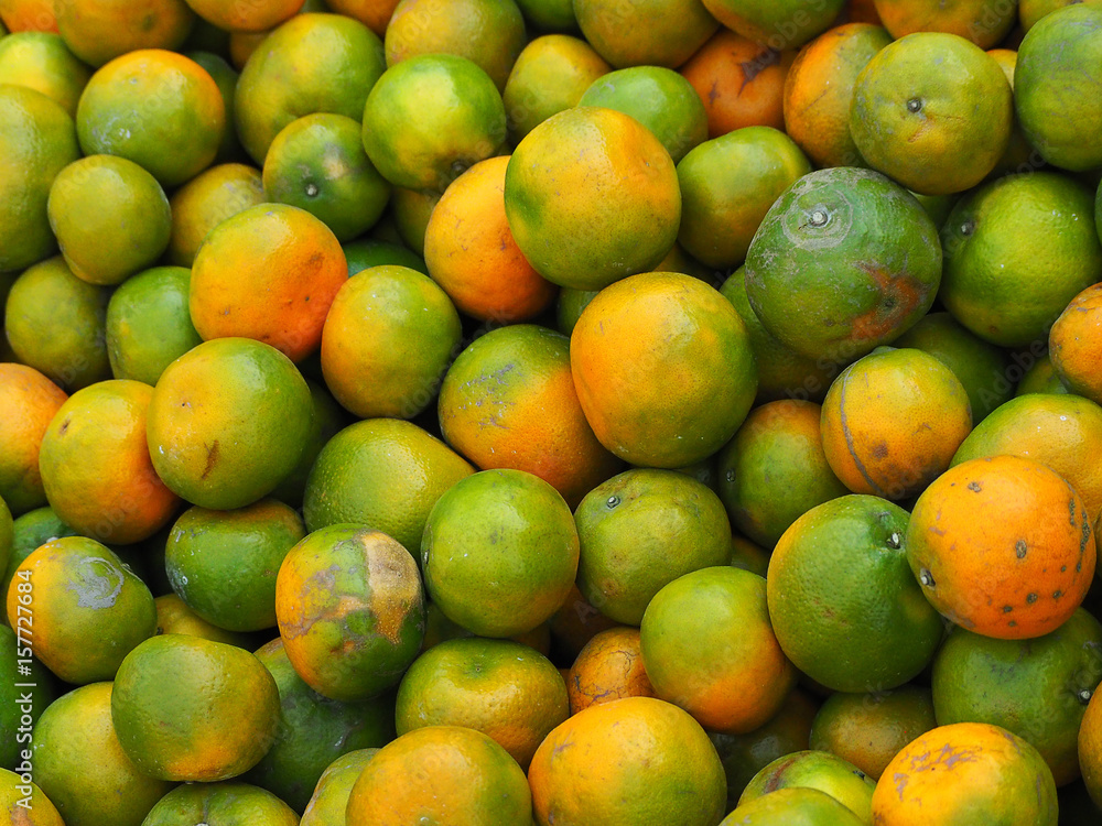 The group of oranges fruit for sale in the local market