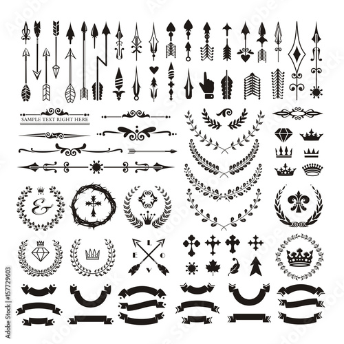 Set of decorative design elements and page decor.