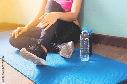 Fitness woman resting after workout, Healthy lifestyle concept