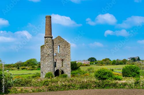 The pumping engine at Pascoe's Shaft, South Wheal France, Treskillard, Redruth, Cornwall, UK. Built in 1881, the building housed a 80 inch cylinder engine for pumping water from the mine workings. photo