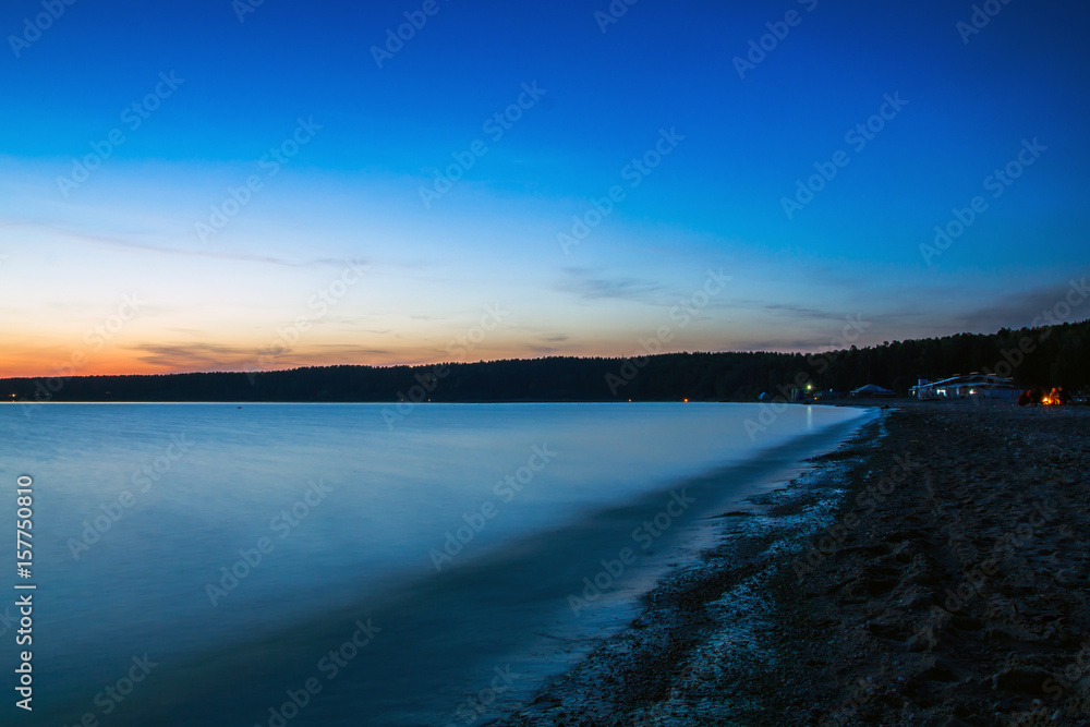 Summer sea sunset with waves Summer sea sunset with waves
