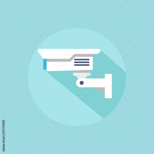Security Camera Flat Style Vector Illustration