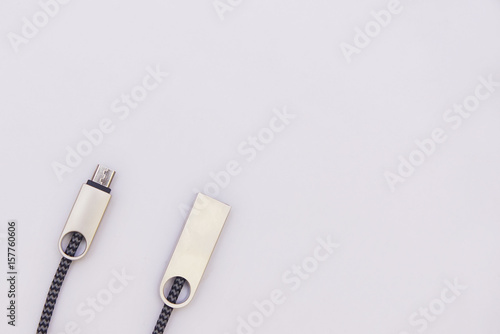 Wallpaper Mural USB Charge Charging Cable Cord And Data Transfer Over White Backgrounds Torontodigital.ca