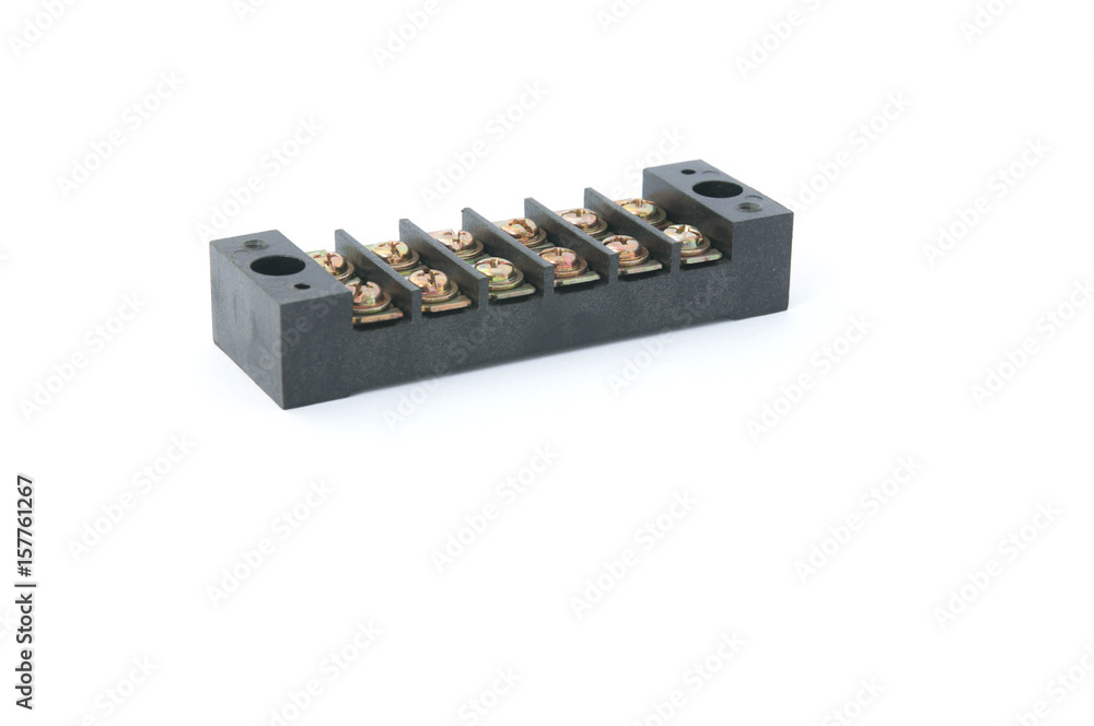 Terminal blocks and electricity isolated background Terminal blocks and electricity isolated background