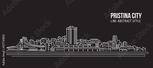 Cityscape Building Line art Vector Illustration design - Pristina city