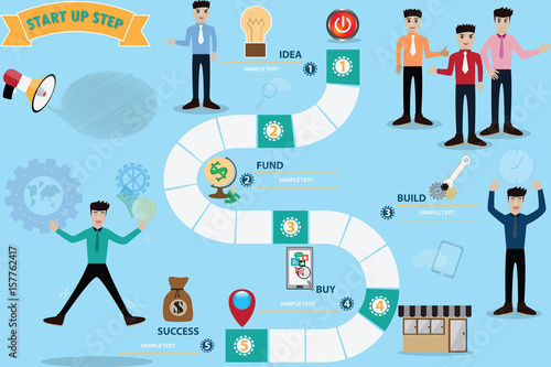 Business board game concept, infographic step to successful - Vector