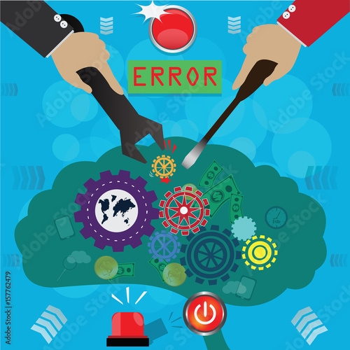 Human Brain Concept,brain works everytimes its reason to be error - vector