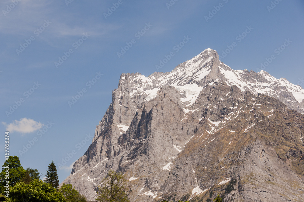 Grindelwald, Dorf, Berner Oberland, Wetterhorn, Grosse Scheidegg, Wanderweg, Alpen, Schweizer Berge, Frühling, Sommer, Schweiz