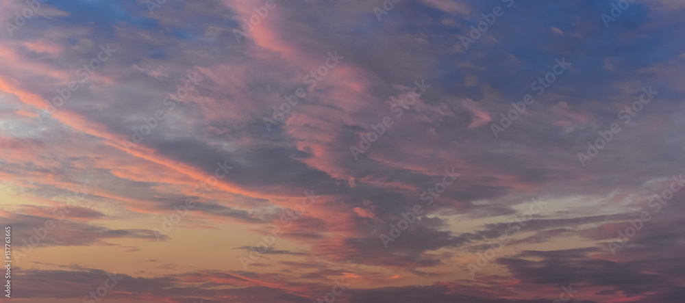 The beautiful sky on the sunset background
