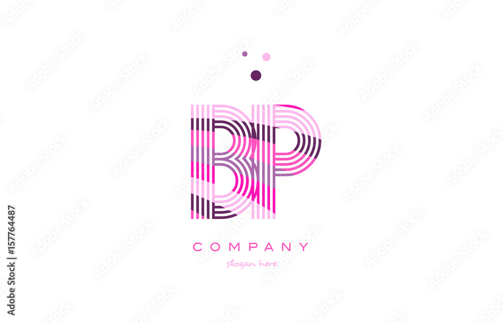 Fototapeta premium bp b p alphabet letter logo pink purple line icon template vector