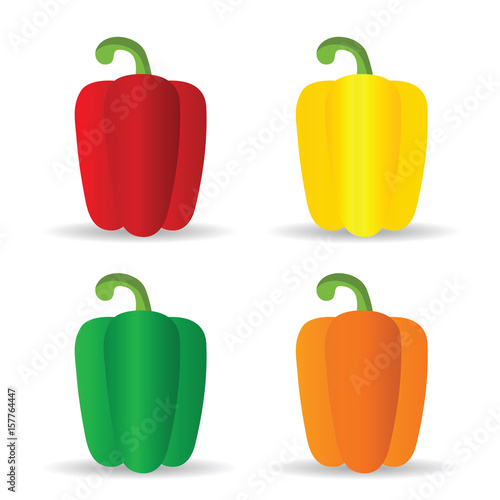 pepper food large set in color illustration