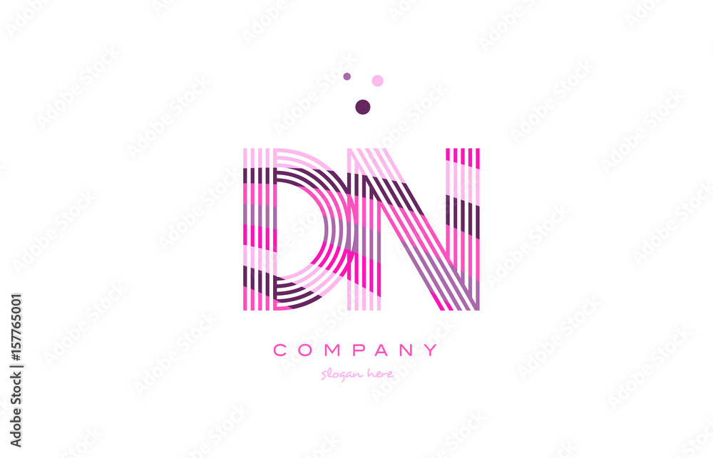 Fototapeta premium dn d n alphabet letter logo pink purple line icon template vector