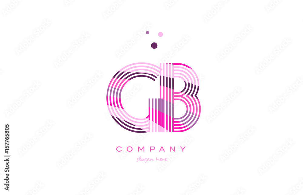 Fototapeta premium gb g b alphabet letter logo pink purple line icon template vector