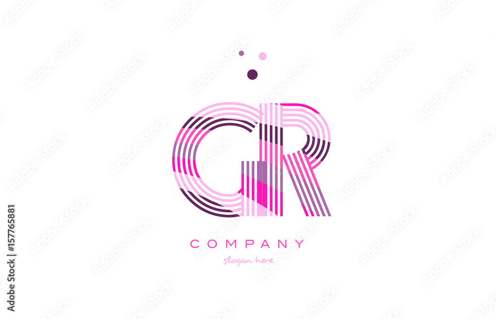 gr g r alphabet letter logo pink purple line icon template vector