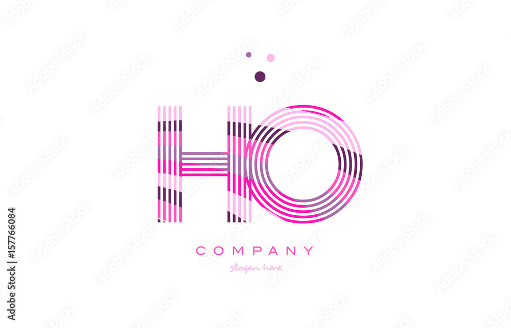 Obraz premium ho h o alphabet letter logo pink purple line icon template vector