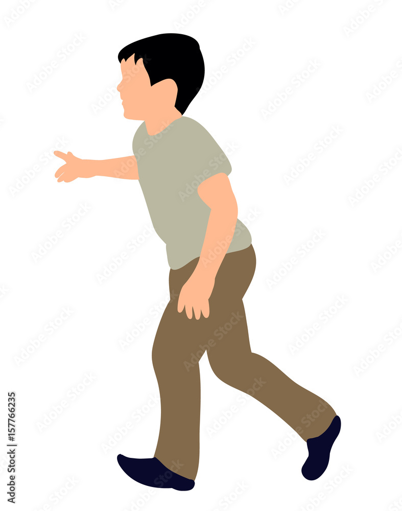 Little boy running, joy, color silhouette Little boy running, joy, color silhouette