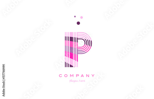 ip i p alphabet letter logo pink purple line icon template vector