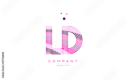ld l d alphabet letter logo pink purple line icon template vector