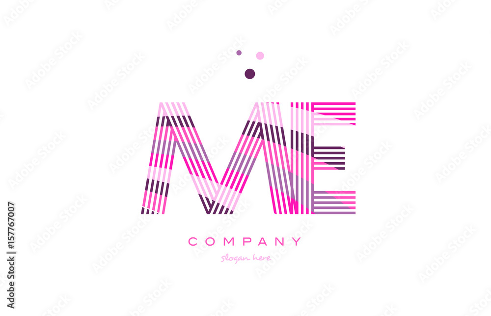 me m e alphabet letter logo pink purple line icon template vector