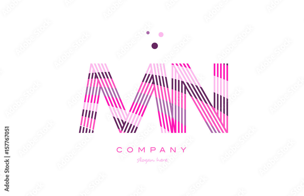 Fototapeta premium mn m n alphabet letter logo pink purple line icon template vector