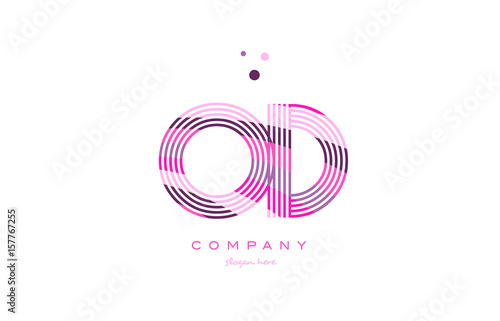 od o d alphabet letter logo pink purple line icon template vector