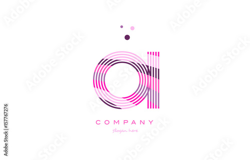 oi o i alphabet letter logo pink purple line icon template vector